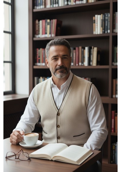 Erkek V Yaka Triko Düğmeli Cepli Çizgi Desenli Regular Fit Tüylenmeyen Örgü Yelek indirimleri