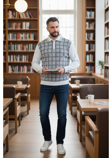 Erkek Çelik Örgü Kazayağı Model Gömlek Yaka Fermuarlı Polo Yaka Tüylenmeyen Triko Kışlık Baba Kazak modelleri