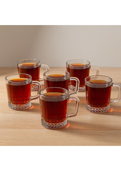6 Parça Kristal Kuplu Çay Bardağı