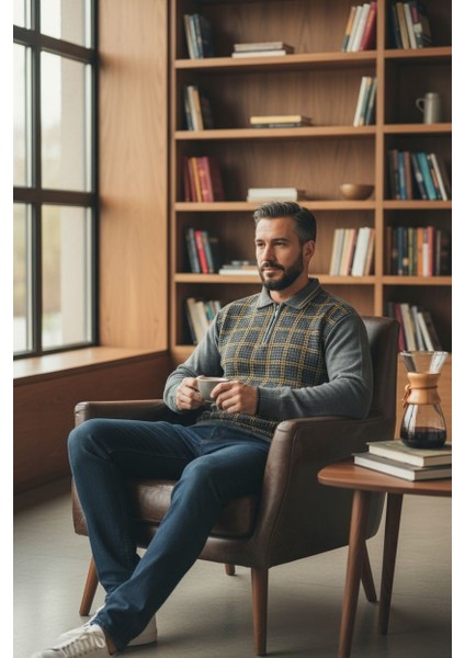 Erkek Çelik Örgü Kazayağı Model Gömlek Yaka Fermuarlı Polo Yaka Tüylenmeyen Triko Kışlık Baba Kazak fiyatları