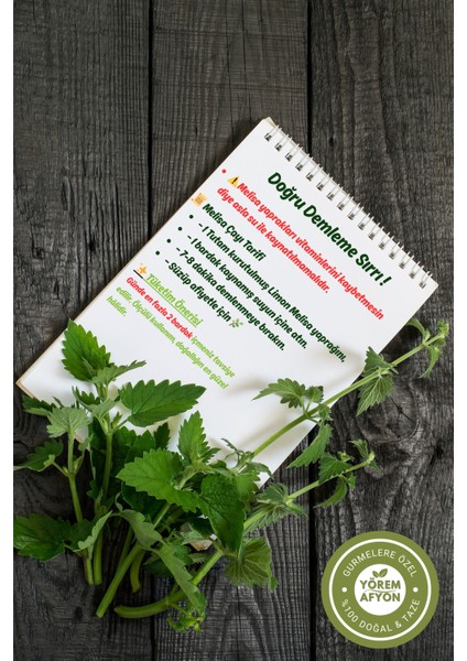 Yörem Afyon Meşhur Muğla Yeni Mahsul Güneşte Kurutulmuş Yaprak Limonlu Melisa Arı Otu | 30GR.