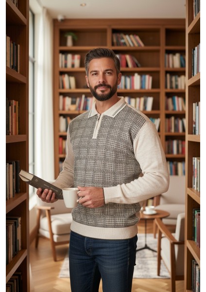 Erkek Çelik Örgü Kazayağı Model Gömlek Yaka Fermuarlı Polo Yaka Tüylenmeyen Triko Kışlık Baba Kazak fiyatları