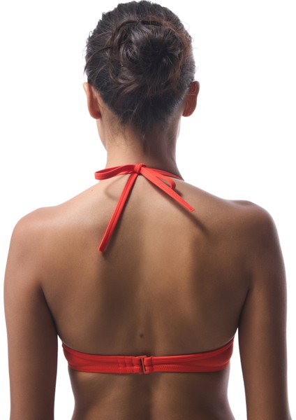 Mercan Boyundan Bağlamalı Push Up Balenli Bikini Üstü