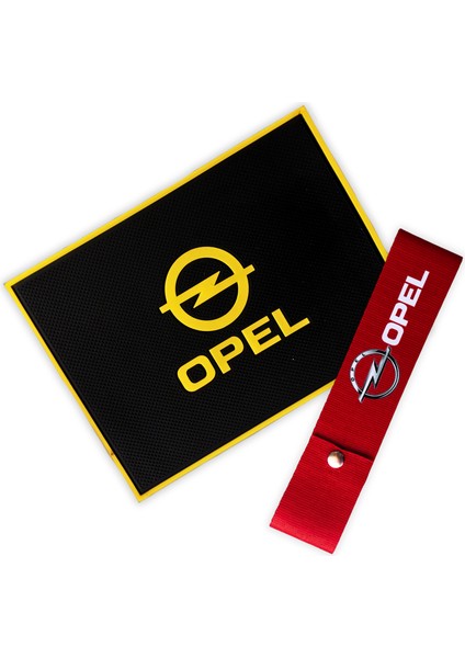 Opel Logolu Torpido Üstü Kaydırmaz Ped & Tampon Çeki İpi - İkili Araç Aksesuar Set