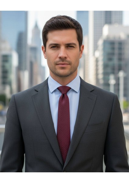 Bordo Desenli 7,5 cm Genişliğinde Ipek Kravat