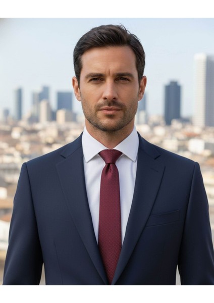 Bordo Desenli 7,5 cm Genişliğinde Ipek Kravat