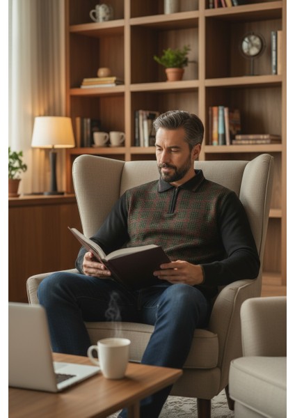 Erkek Çelik Örgü Kazayağı Model Gömlek Yaka Fermuarlı Polo Yaka Tüylenmeyen Triko Kışlık Baba Kazak indirimleri