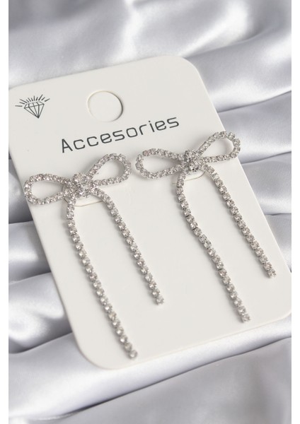 Gümüş Renk Zirkon Taşlı Fiyonk Model Kadın Küpe - TJ-BKP8559 modelleri