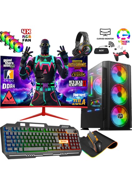 Magic X60 I5-3470 16GB 256GB 1tb RX550 23.8" Curved Masaüstü Oyun Oyuncu Bilgisayarı