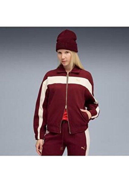 T7 Relaxed Track Jacket Kadın Spor Ceket Kırmızı Renk Rahat Kesim