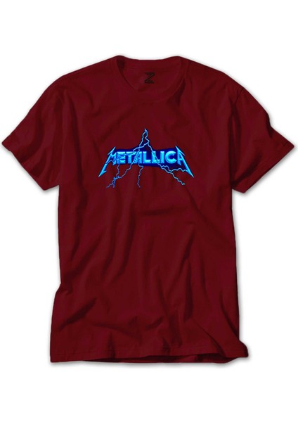 Metallica Logo Lightning Kırmızı Tişört Liyada