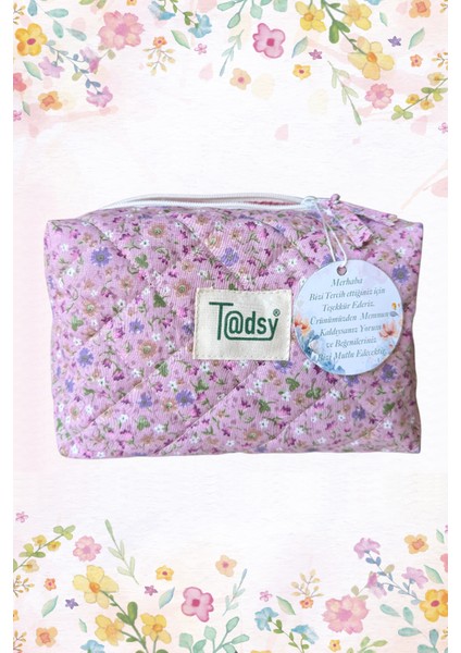 %100 Pamuk Makyaj ve Kozmetik Çantası | 22X12X10 cm | Seyahat Organizer