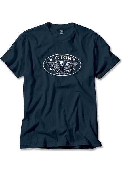 Victory Motorcycles Polaris Logo Lacivert Tişört Liyada