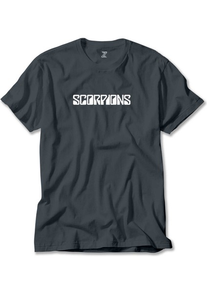 Scorpions Logo Yazı Füme Tişört Liyada