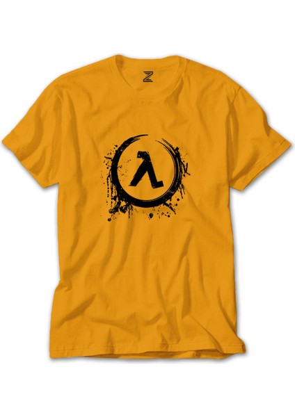 Half Life Logo Splash Sarı Tişört Liyada