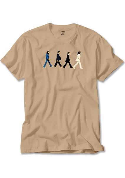 The Beatles Abbey Road Cartoon Krem Tişört Liyada