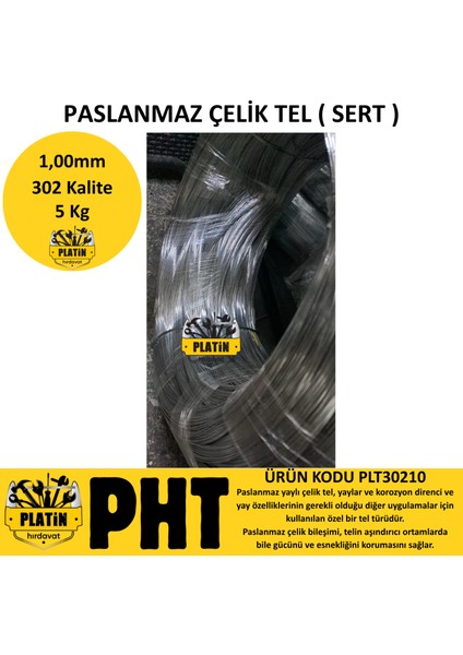 302 Kalite Paslanmaz Çelik Tel 1,00MM ( Parlak ) 5 kg modelleri