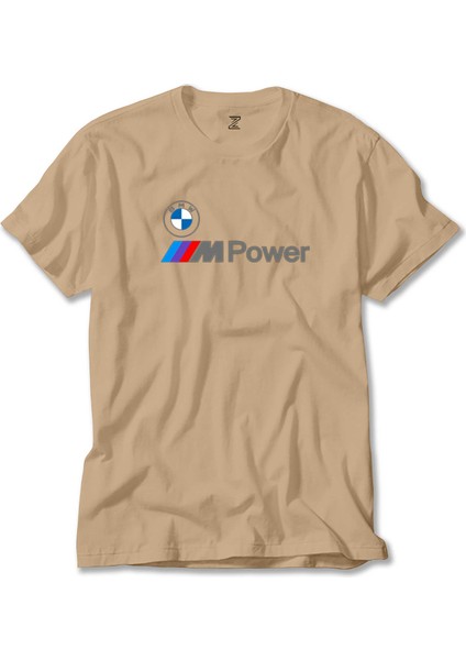 Bmw Logo M Power Yazı Krem Tişört Liyada