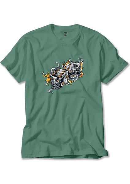 Two Gray Dices Cartoon Yeşil Tişört Liyada