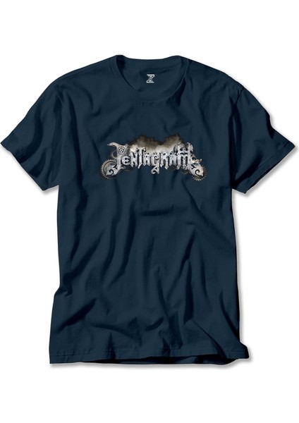 Pentagram Yazı Logo Lacivert Tişört Liyada