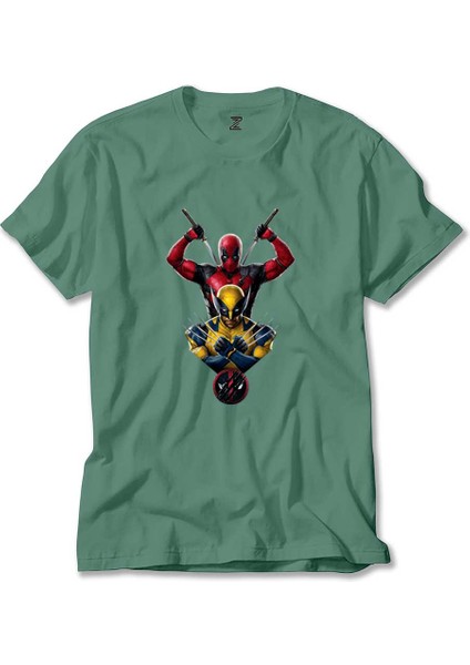 Deadpool Wolverine Warrios Yeşil Tişört Liyada