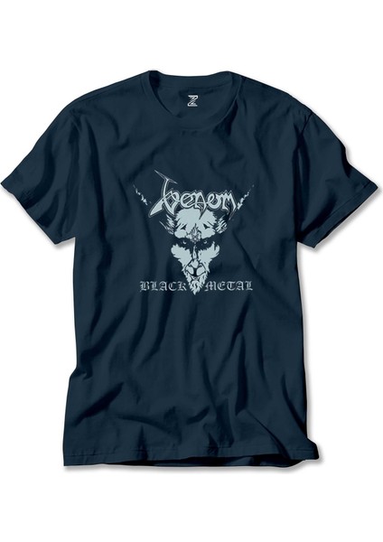 Venom Black Metal Silver Lacivert Tişört Liyada