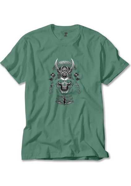 Samurai Skull Yeşil Tişört Liyada