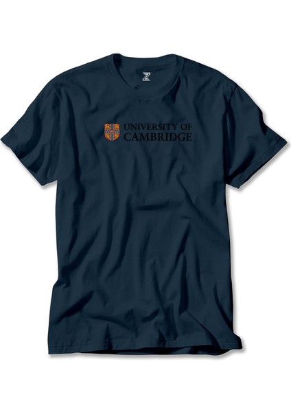 University Of Cambridge Logo Text Lacivert Tişört Liyada