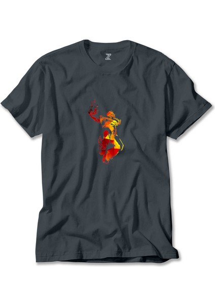 Red Basketball Silhouette Füme Tişört Liyada