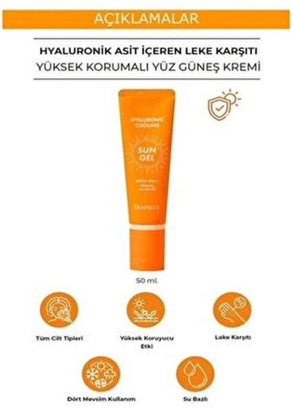 Hyaluronik Soğutucu Güneş Kremi SPF 50+ Tüm Cilt Tipleri İçin 50 gr