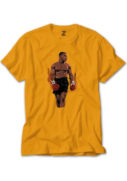 Mike Tyson Fire Boxing Gloves Sarı Tişört Liyada