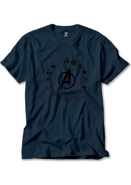 Avengers Heroes Logo Lacivert Tişört Liyada