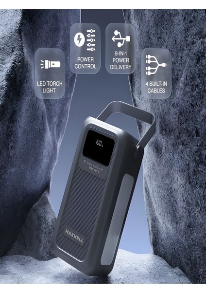 50000MAH 22.5W Hızlı Şarj 4xusb 1xtype-C 1xmicro LED Işıklı Dahili Kablolu Çoklayıcı Powerbank modelleri