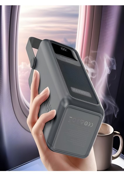 50000MAH 22.5W Hızlı Şarj 4xusb 1xtype-C 1xmicro LED Işıklı Dahili Kablolu Çoklayıcı Powerbank indirimleri