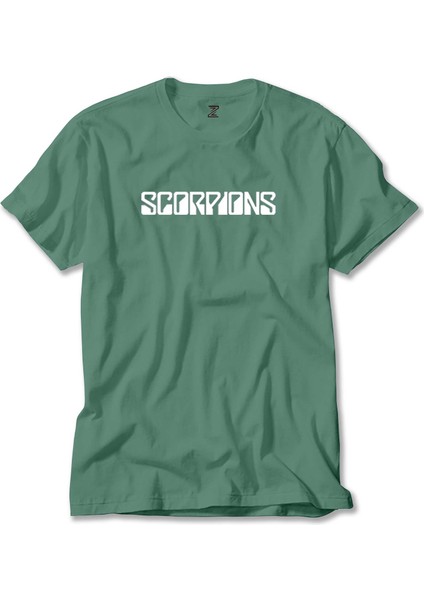 Scorpions Logo Yazı Yeşil Tişört Liyada