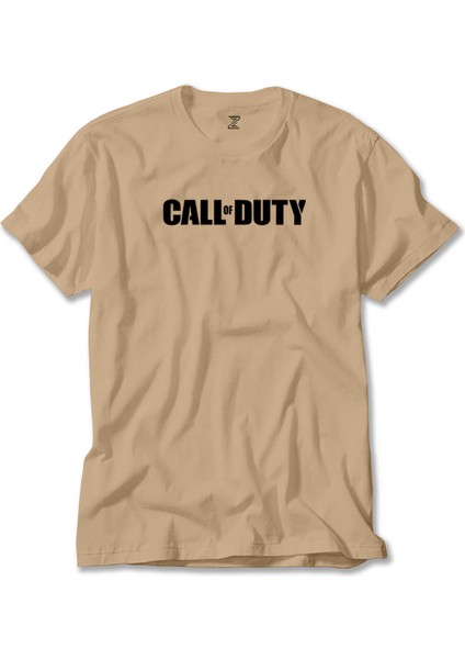 Call Of D. Black Text Krem Tişört Liyada