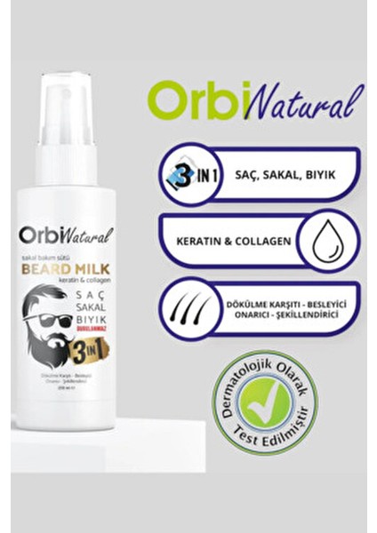 Saç Sakal Bıyık Bakım Sütü Keratin ve Kolajen İçerikli 250 ml Tüm Saç Tipleri İçin fiyatları