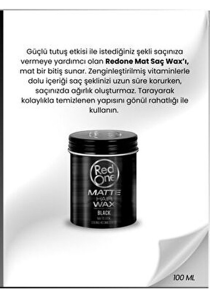 Mat Wax Şekillendirici Aromatik Koku 100 ml Siyah Renkli Erk Saç Ürünü