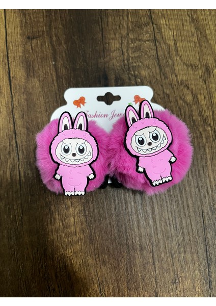 Kız Çocuk Labubu 2'li Peluş Pelüş Lastik Lastikli Toka Seti fiyatları