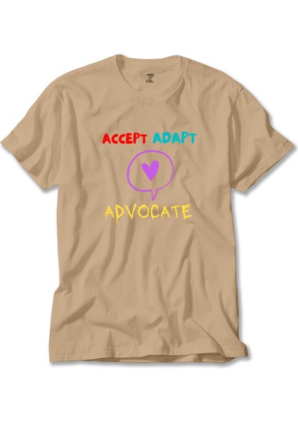 Accept Adapt Advocate Krem Tişört Liyada