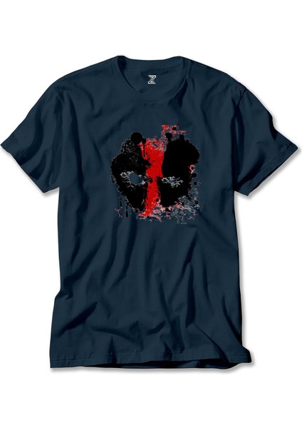 Deadpool Boyama Lacivert Tişört Liyada