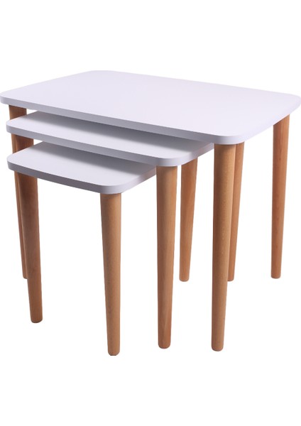 Yuvarlatılmış Kenarlı Zigon Sehpa, Beyaz