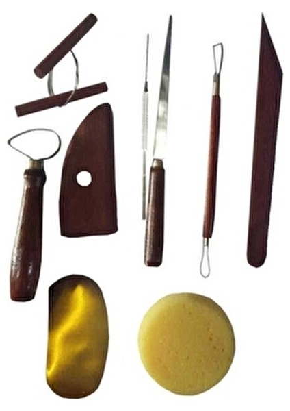 Academy Seramik Şekillendirme Seti 10lu Ahşap Saplı Araçlar ve Sünger ile fiyatları