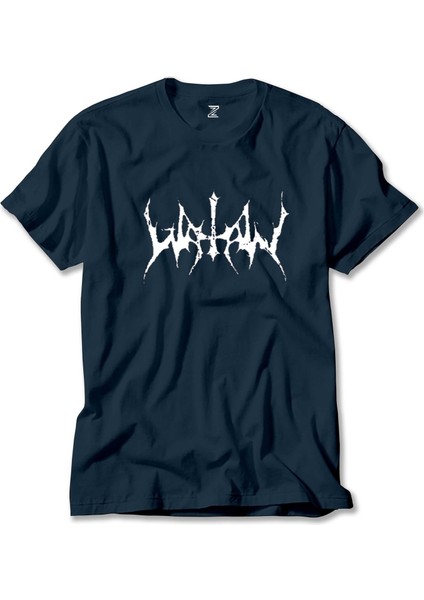 Watain Logo Yazı Lacivert Tişört Liyada