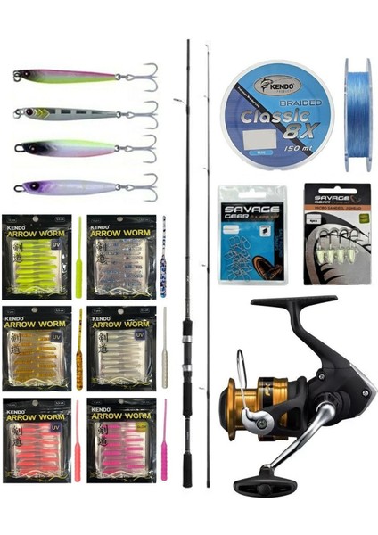 YekOutdoor FireWorm LRF Seti Shimano Kamış FX XT Spinning Moderate Fast 2,10m 1-11g 2pc&Shimano Makina FX 2500 FC