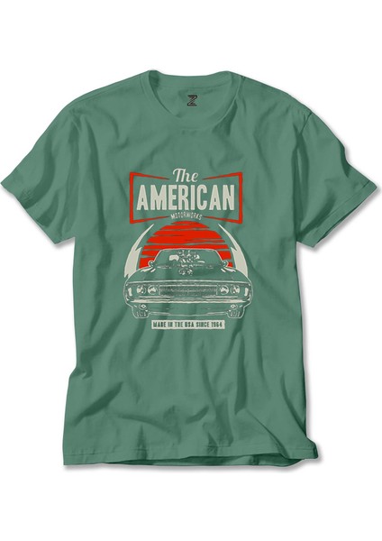 Amerikan Muscle Car Yeşil Tişört Liyada