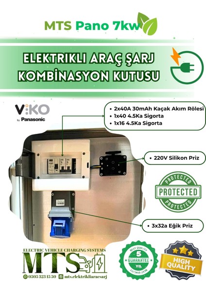 7 Kw VIKO 60 40 20 cm 3/32 Kombinasyon Panosu Kutusu Seyyar Taşınabilir Elektrikli Araç Şarj Cihazı İstasyonu Tesla Mavi Adaptör Uyumlu fiyatları