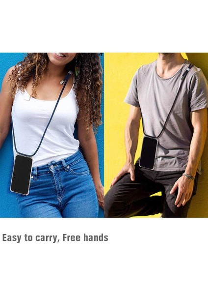 Samsung Galaxy A21S Kılıf Boyun - Omuz Askılı Köşe Korumalı Siyah iPli Kordonlu Anti Şok Şeffaf Silikon fırsatları