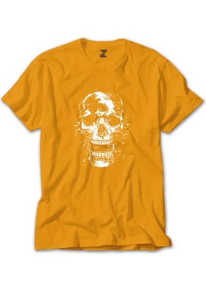 Skull Kuru Kafa Çığlık Sarı Tişört Liyada
