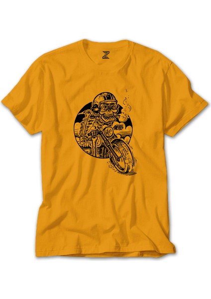 Skull Smoker Rider Sarı Tişört Liyada